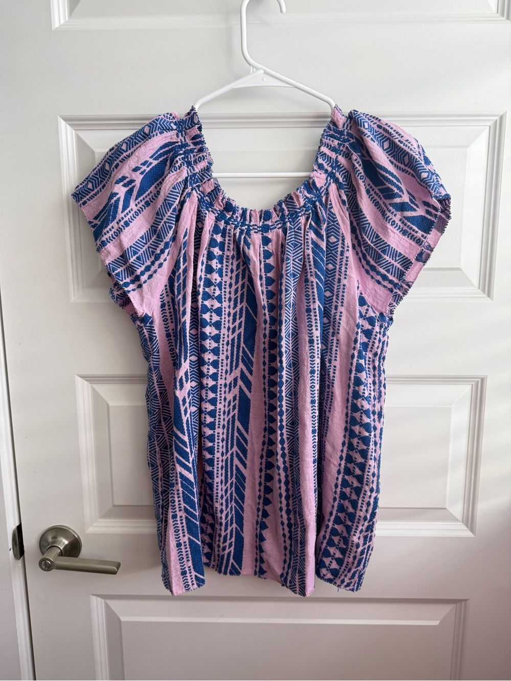 Ivy Jane Women’s Medium Pink Blue Boho Southwestern Tunic Top 100% Cotton